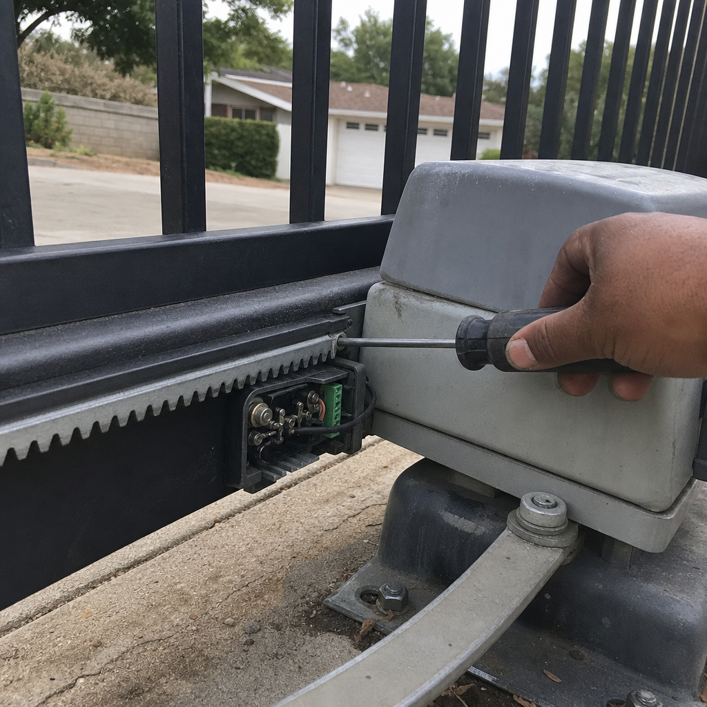 Gate motor and opener repair with screwdriver